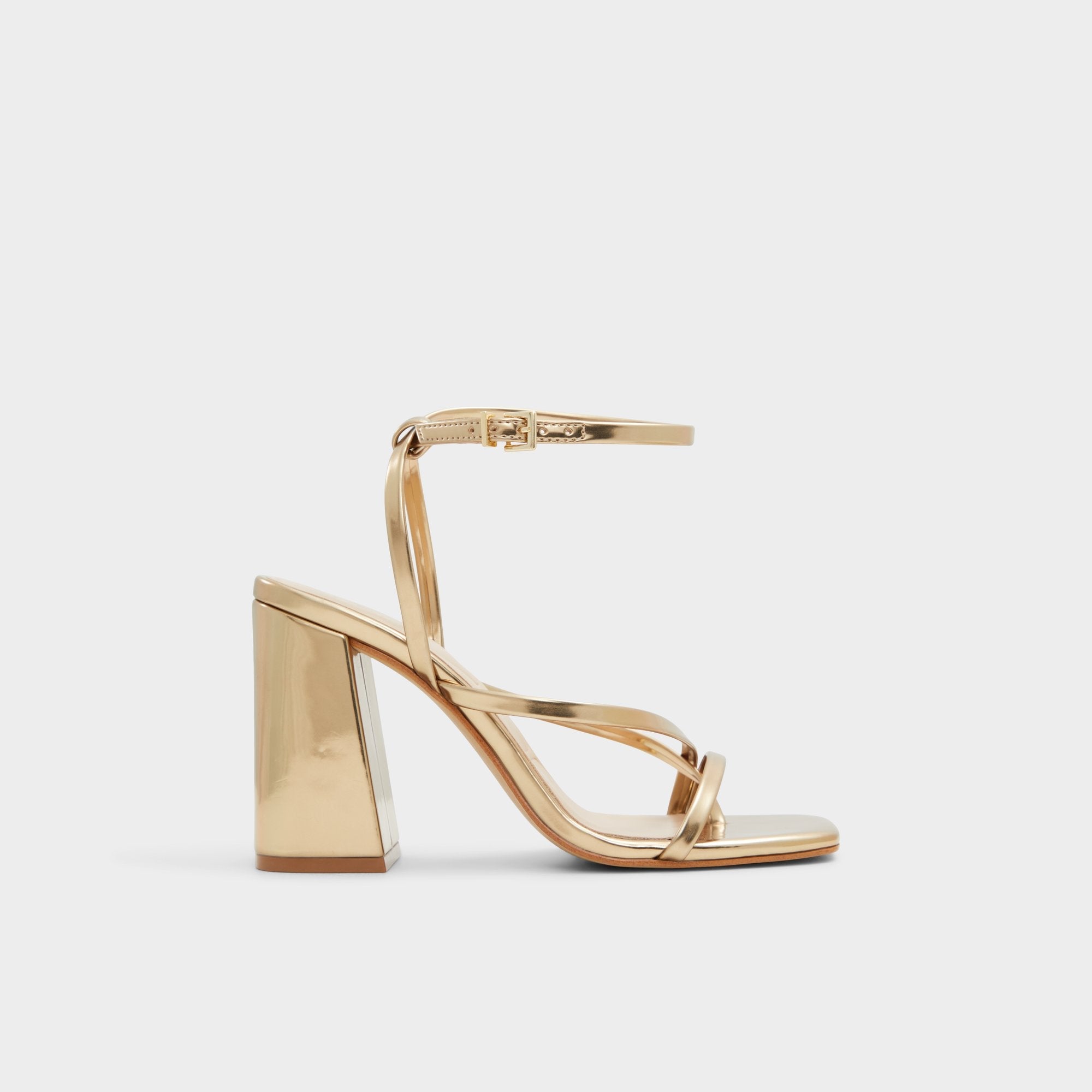Aldo Laurader Gold Women's Block heels - Strappy heeled sandal, Block heel Women