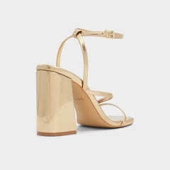 Aldo Laurader Gold Women's Block heels - Strappy heeled sandal, Block heel Women