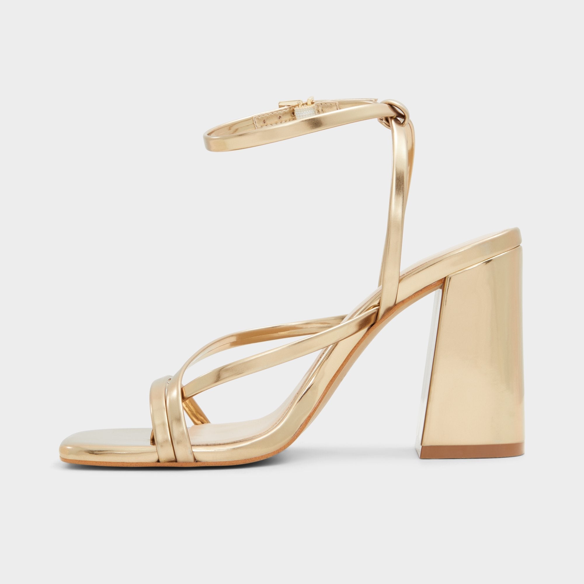 Aldo Laurader Gold Women's Block heels - Strappy heeled sandal, Block heel Women