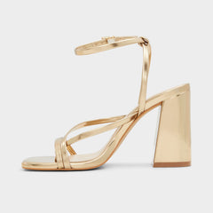 Aldo Laurader Gold Women's Block heels - Strappy heeled sandal, Block heel Women