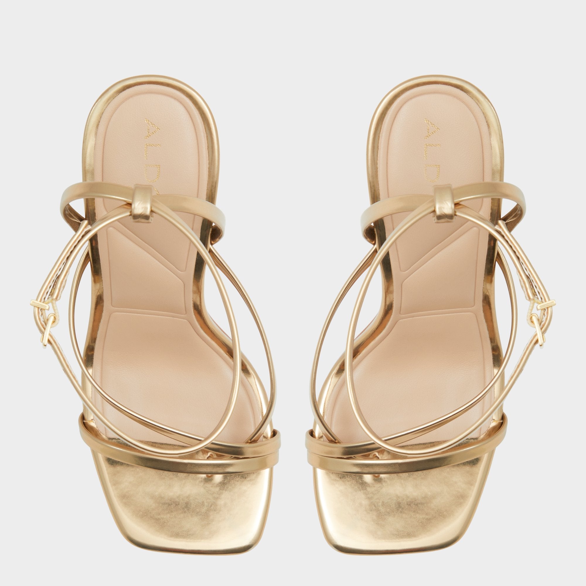 Aldo Laurader Gold Women's Block heels - Strappy heeled sandal, Block heel Women
