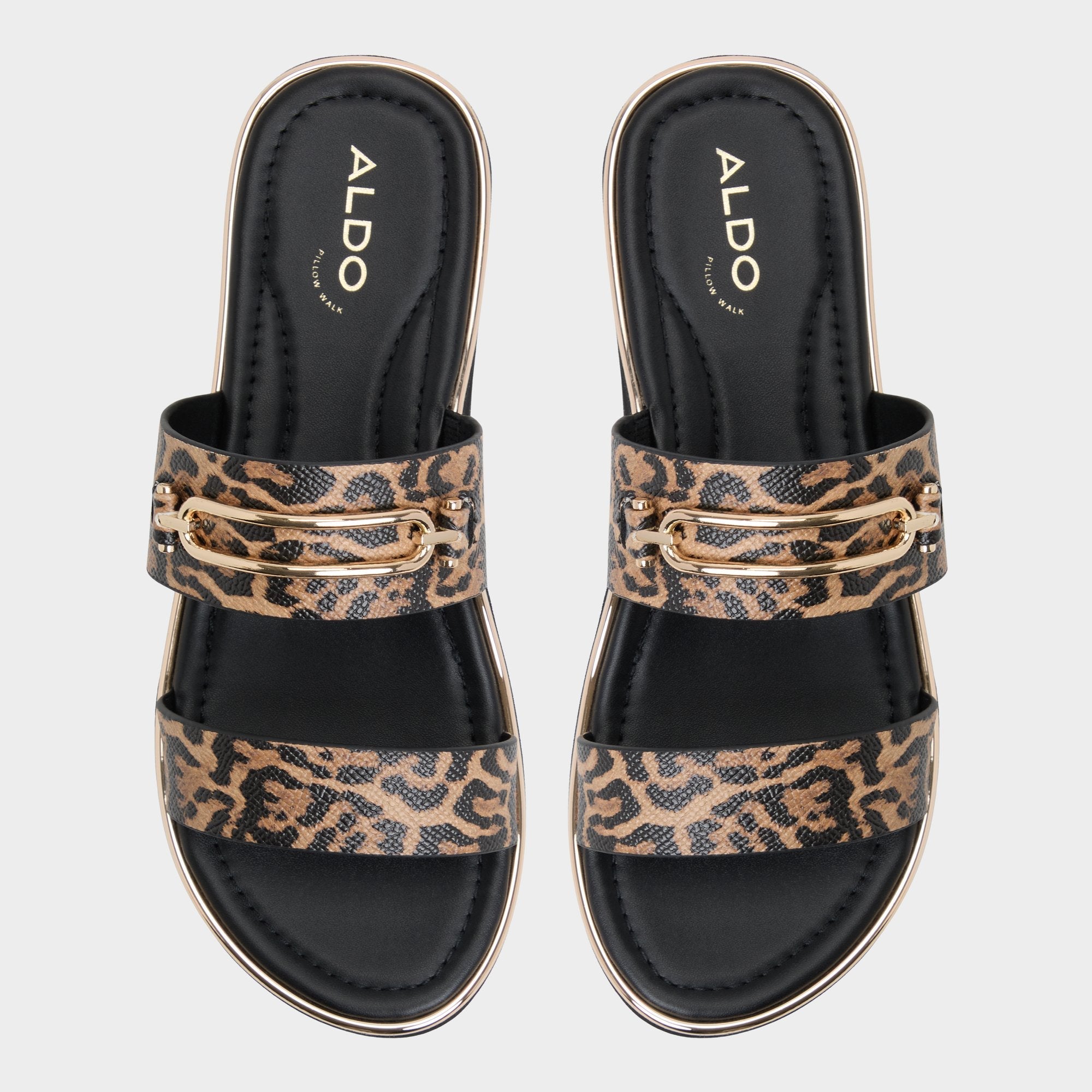 Aldo Lagoon Brown Multi Women's Flats - Strappy flat sandal, Footbed sandal Women