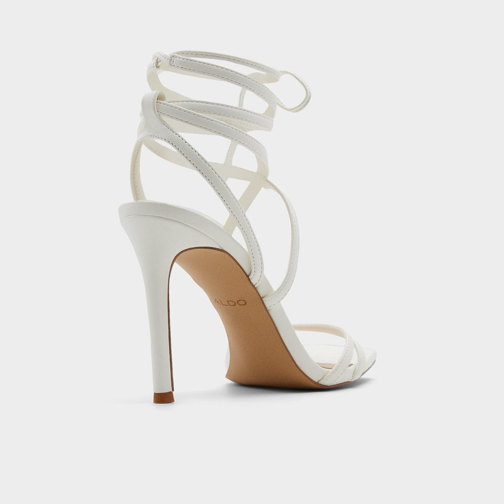 Aldo Phaedra in White - Strappy stiletto sandal, Stiletto heel Women