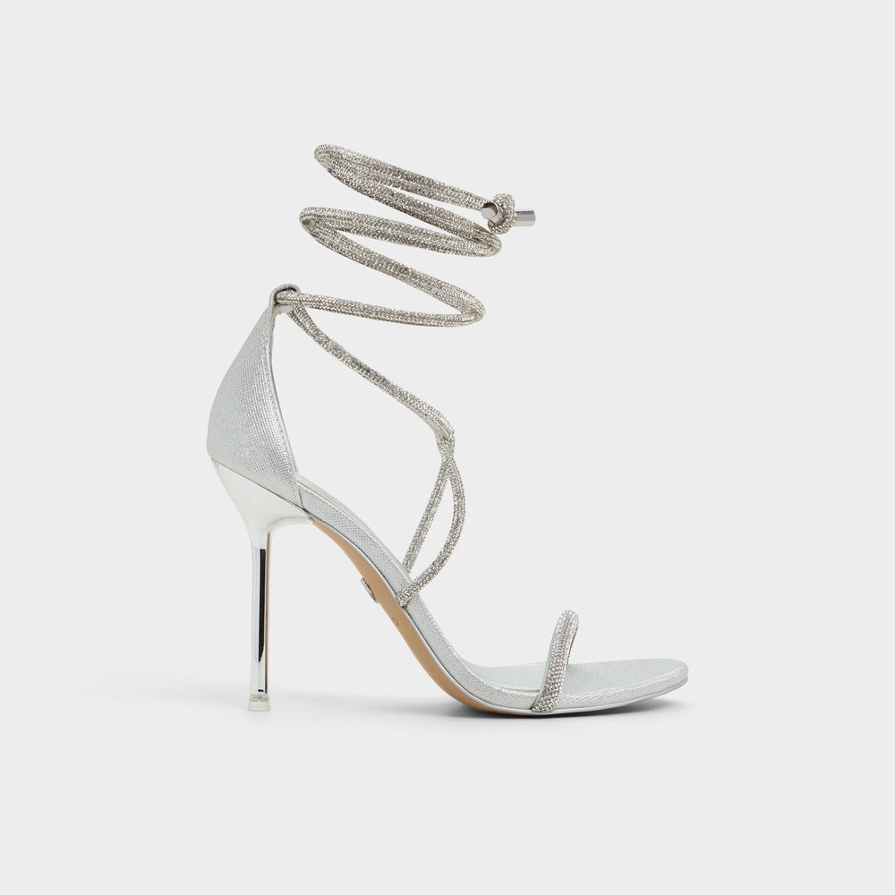 Aldo Caladonia Silver Women's Iridescent metallics - Strappy heeled sandal, Stiletto heel Women