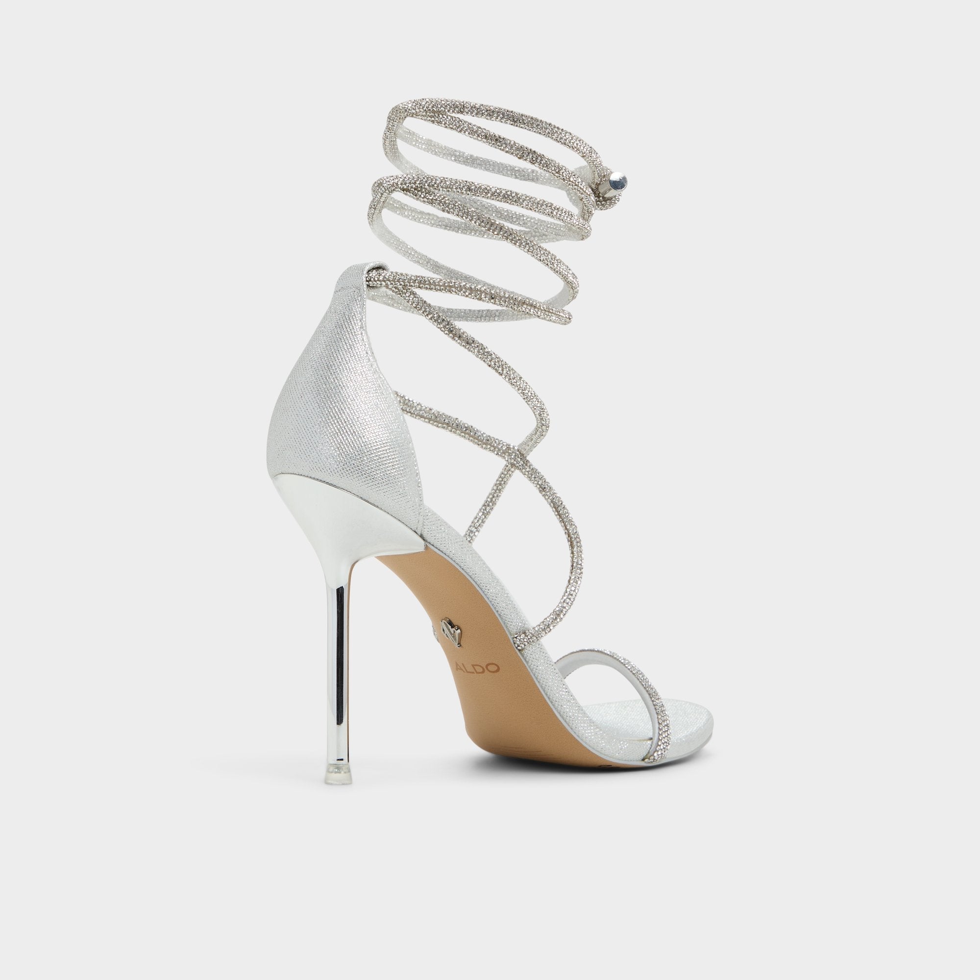 Aldo Caladonia Silver Women's Iridescent metallics - Strappy heeled sandal, Stiletto heel Women