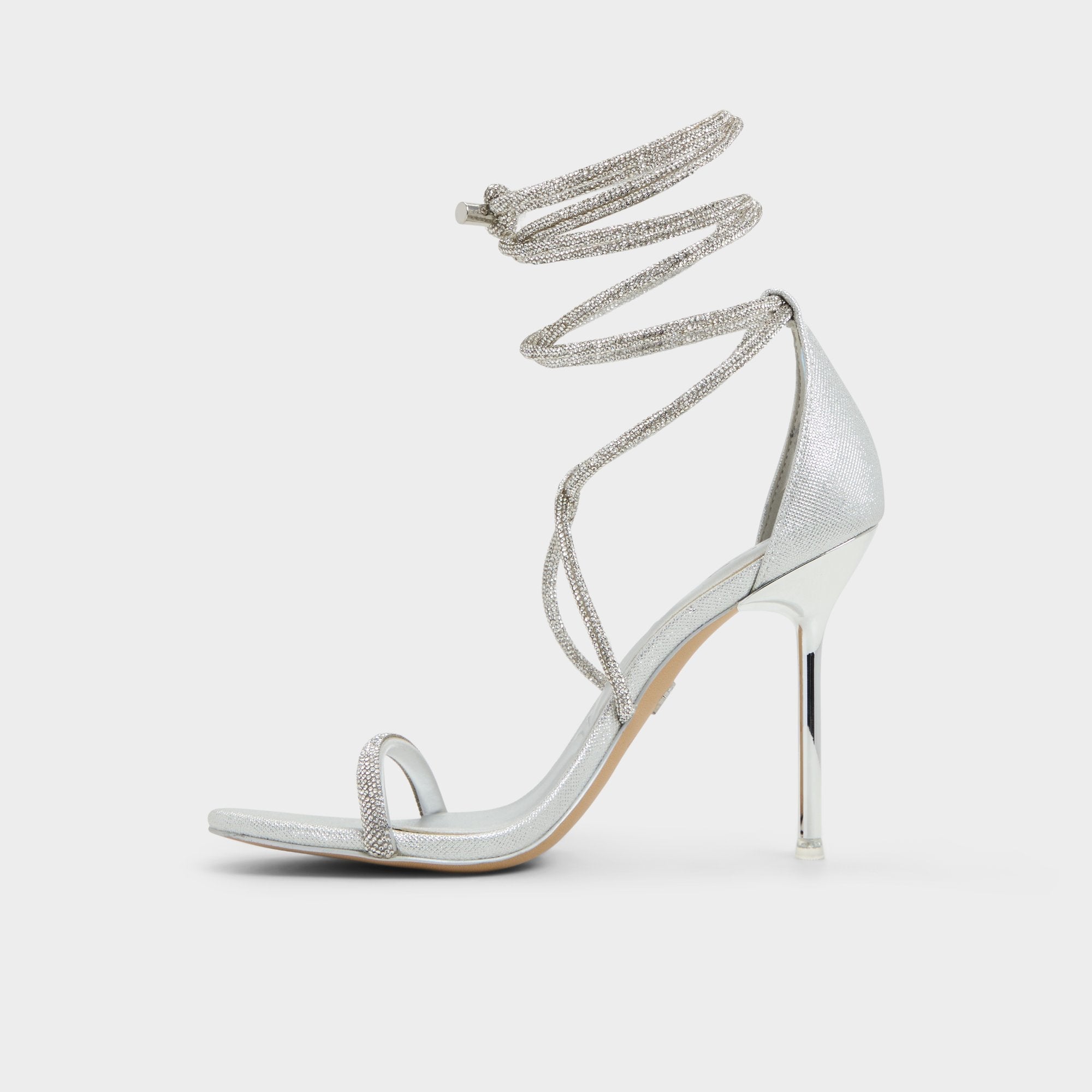 Aldo Caladonia Silver Women's Iridescent metallics - Strappy heeled sandal, Stiletto heel Women
