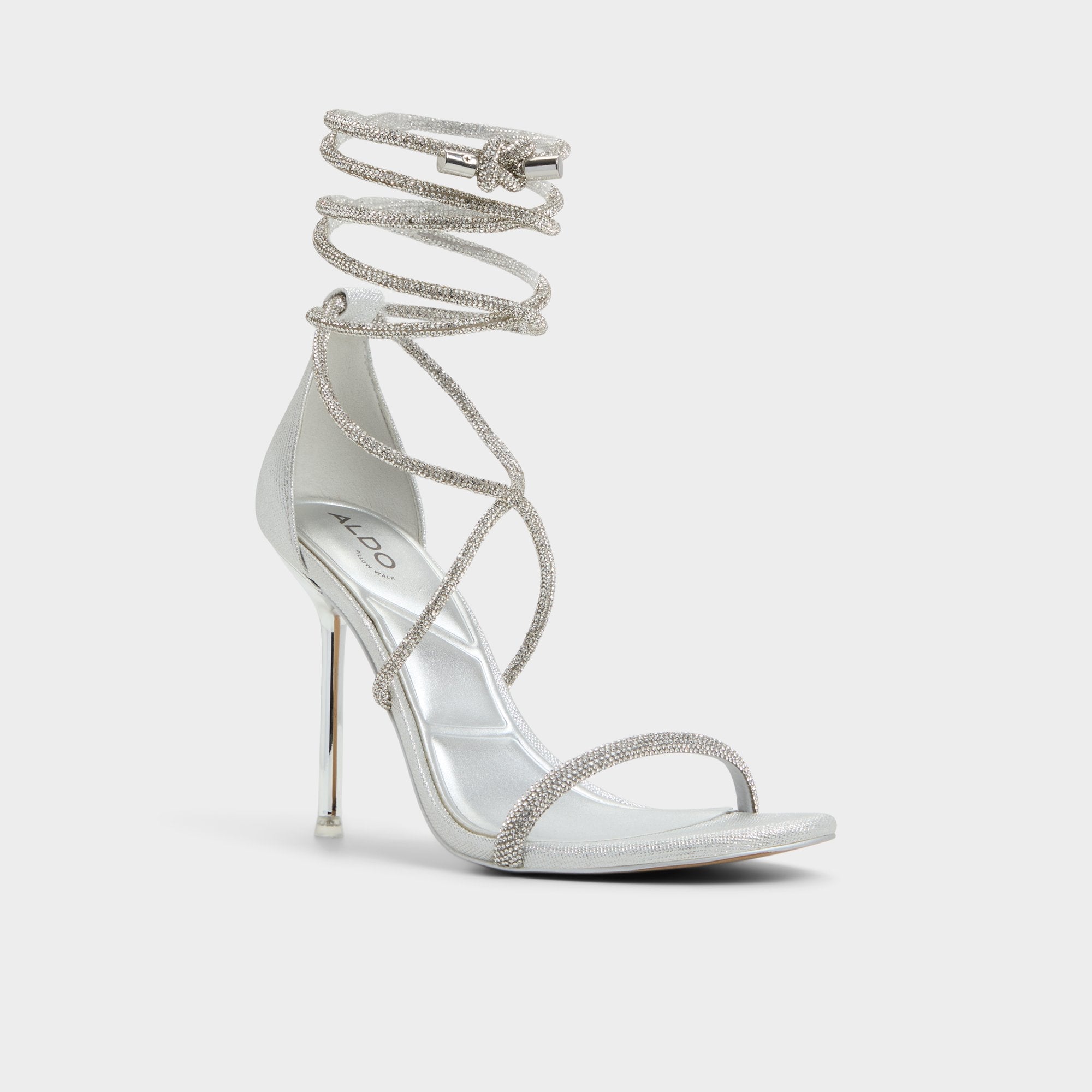 Aldo Caladonia Silver Women's Iridescent metallics - Strappy heeled sandal, Stiletto heel Women