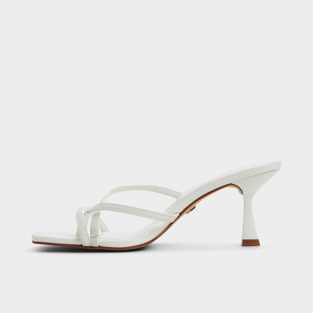 Aldo Calypsa White Women's Heeled mules - Strappy heeled sandal, Block heel Women