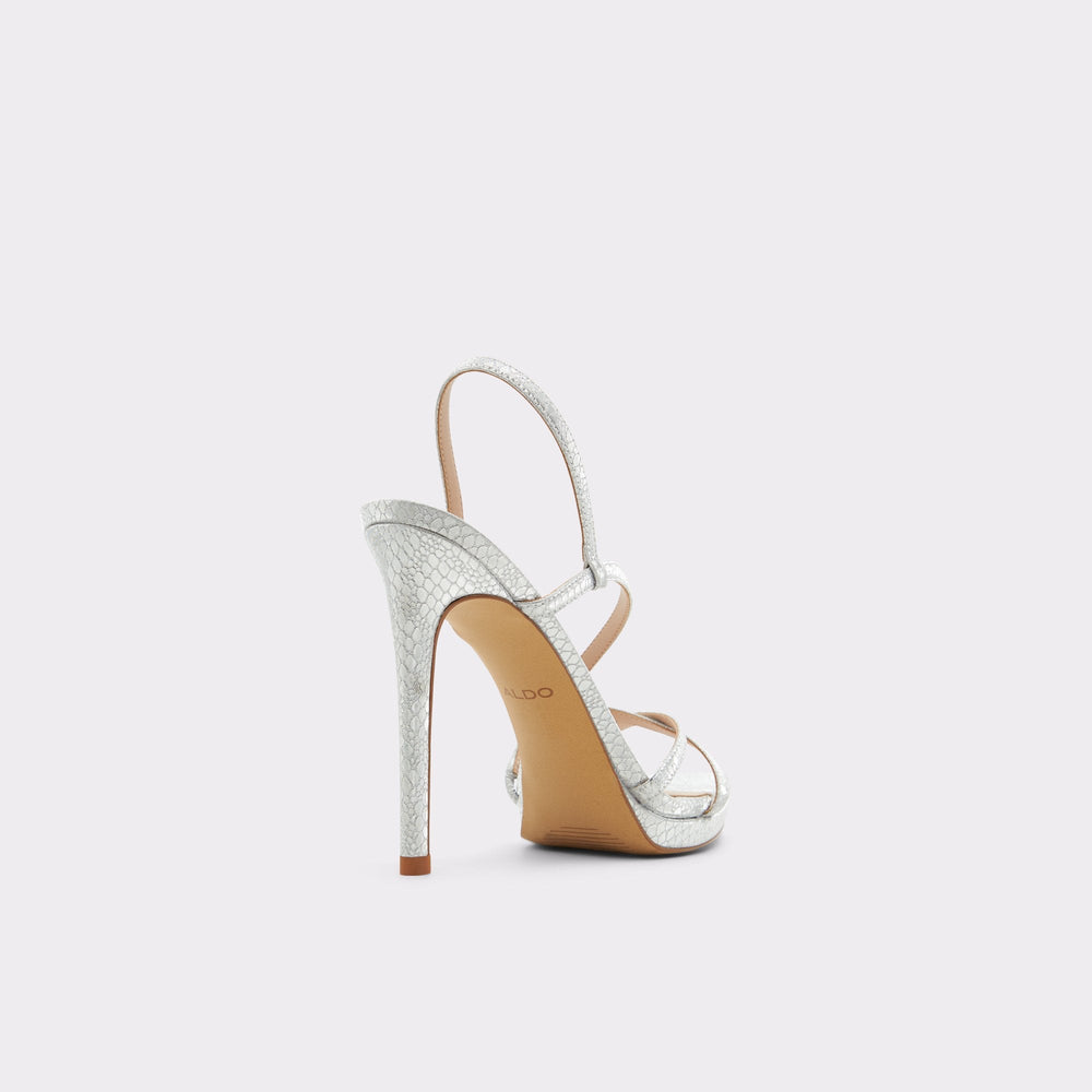 Aldo Resurge in Silver - Strappy stiletto sandal, Stiletto heel Women