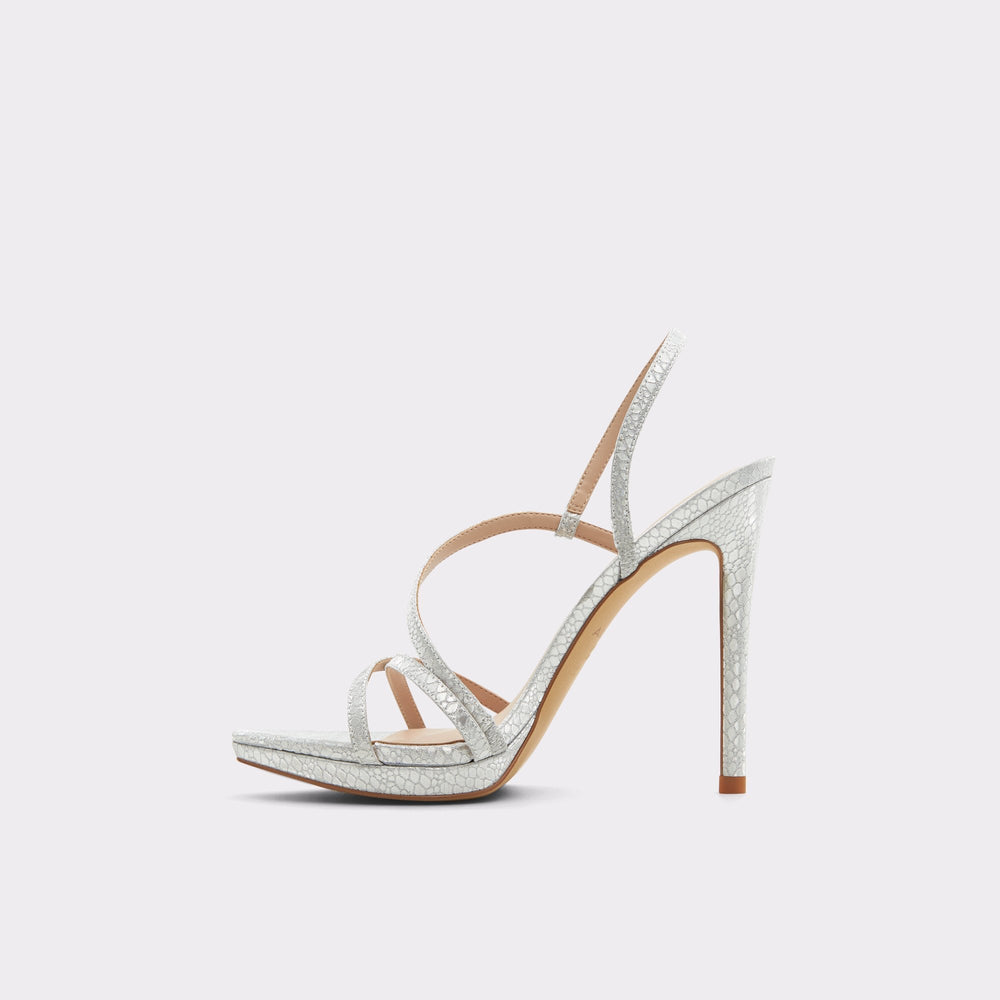 Aldo Resurge in Silver - Strappy stiletto sandal, Stiletto heel Women