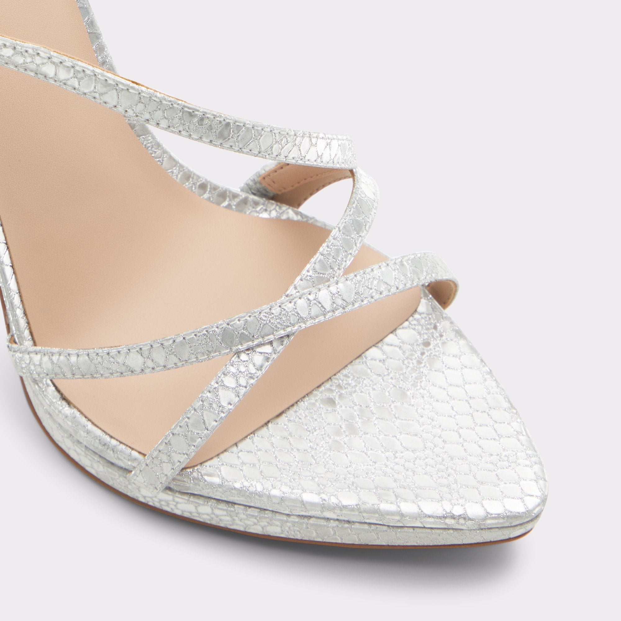 Aldo Resurge in Silver - Strappy stiletto sandal, Stiletto heel Women