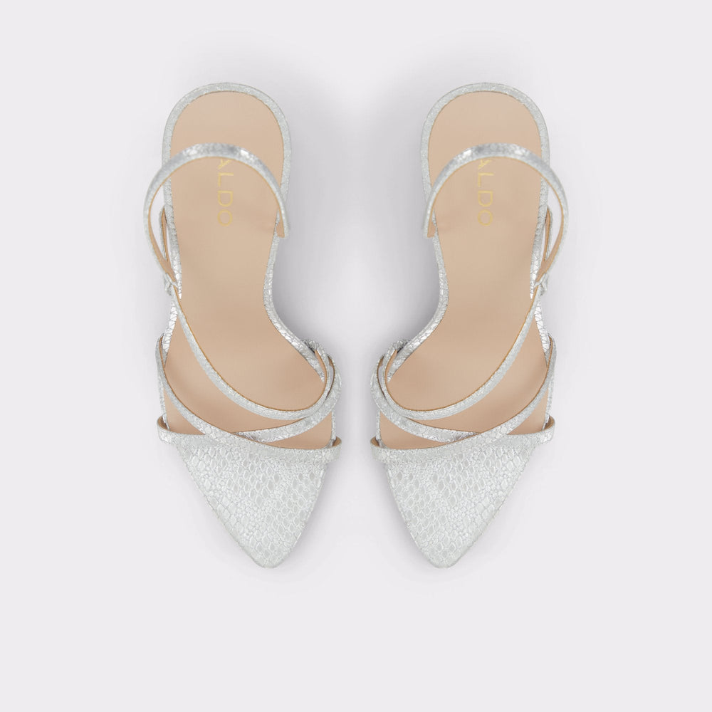 Aldo Resurge in Silver - Strappy stiletto sandal, Stiletto heel Women