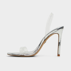 Aldo Quinilynn Silver Women's Iridescent metallics - Strappy heeled sandal, Stiletto heel Women