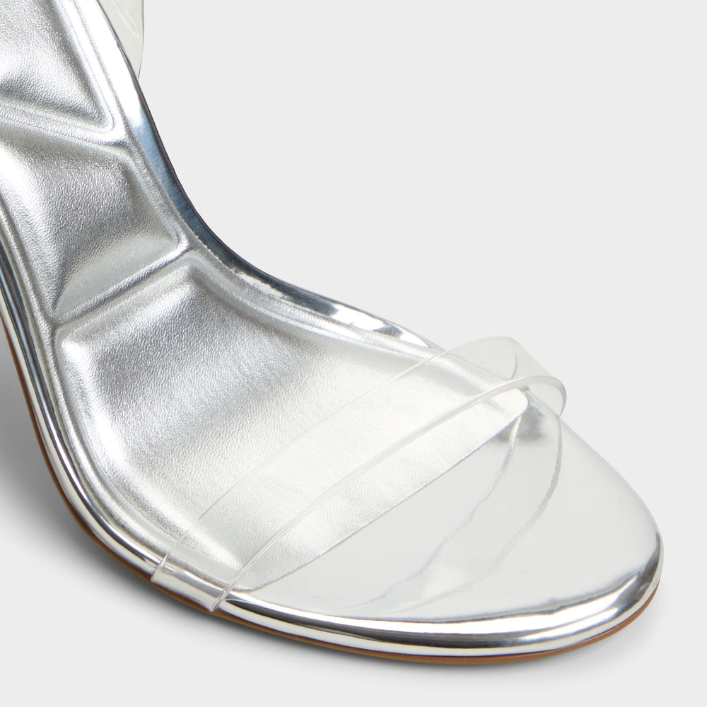 Aldo Quinilynn Silver Women's Iridescent metallics - Strappy heeled sandal, Stiletto heel Women