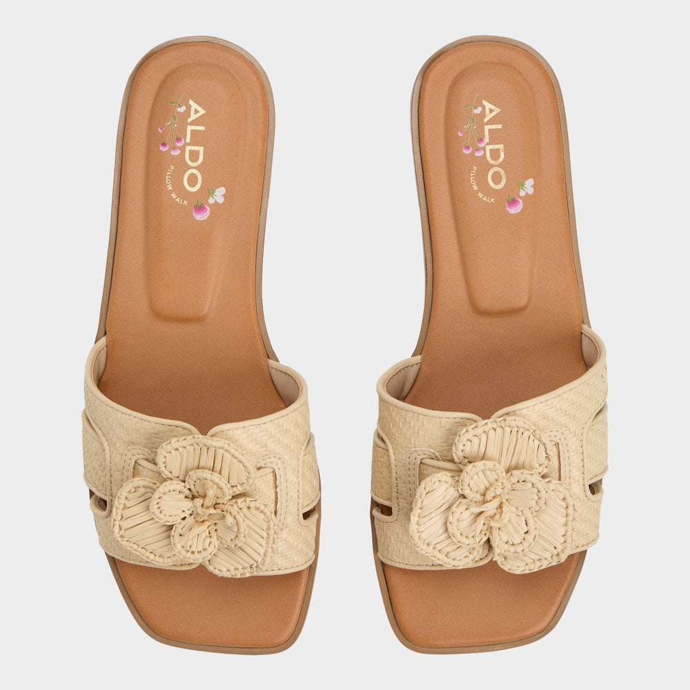 Aldo Seaflower Light Beige Women's Flats - Slide sandal Women