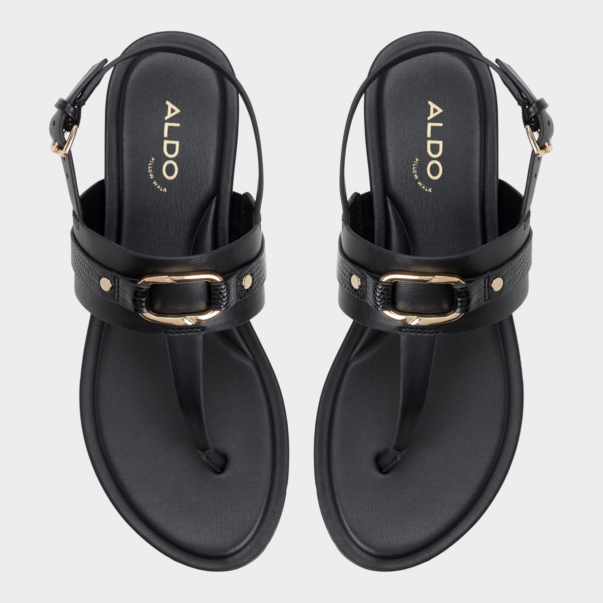 Aldo Taylen Black Women's Footbed sandals - T-strap sandal Women