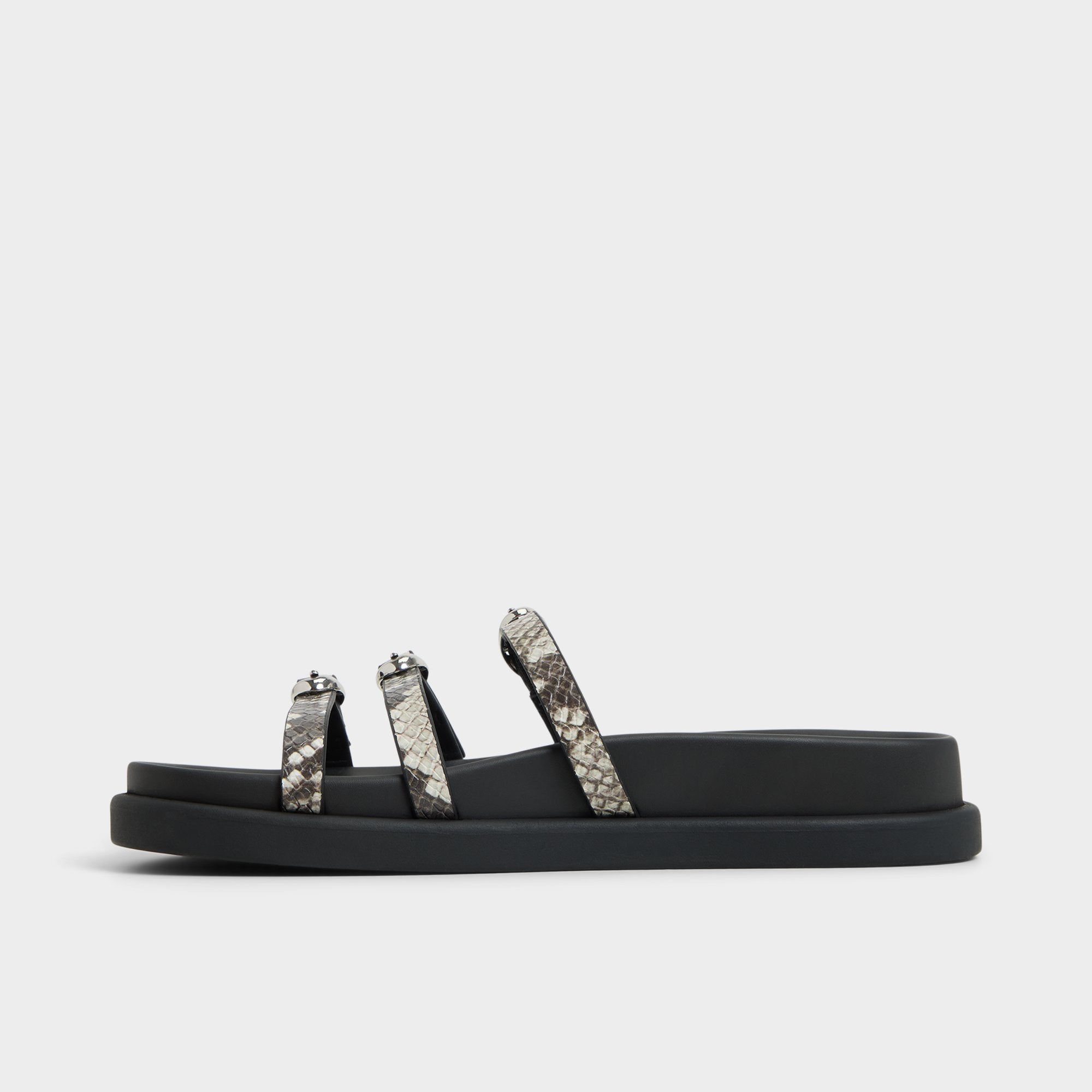 Aldo Zephyra White/Black Women's Footbed sandals - Footbed sandal Women