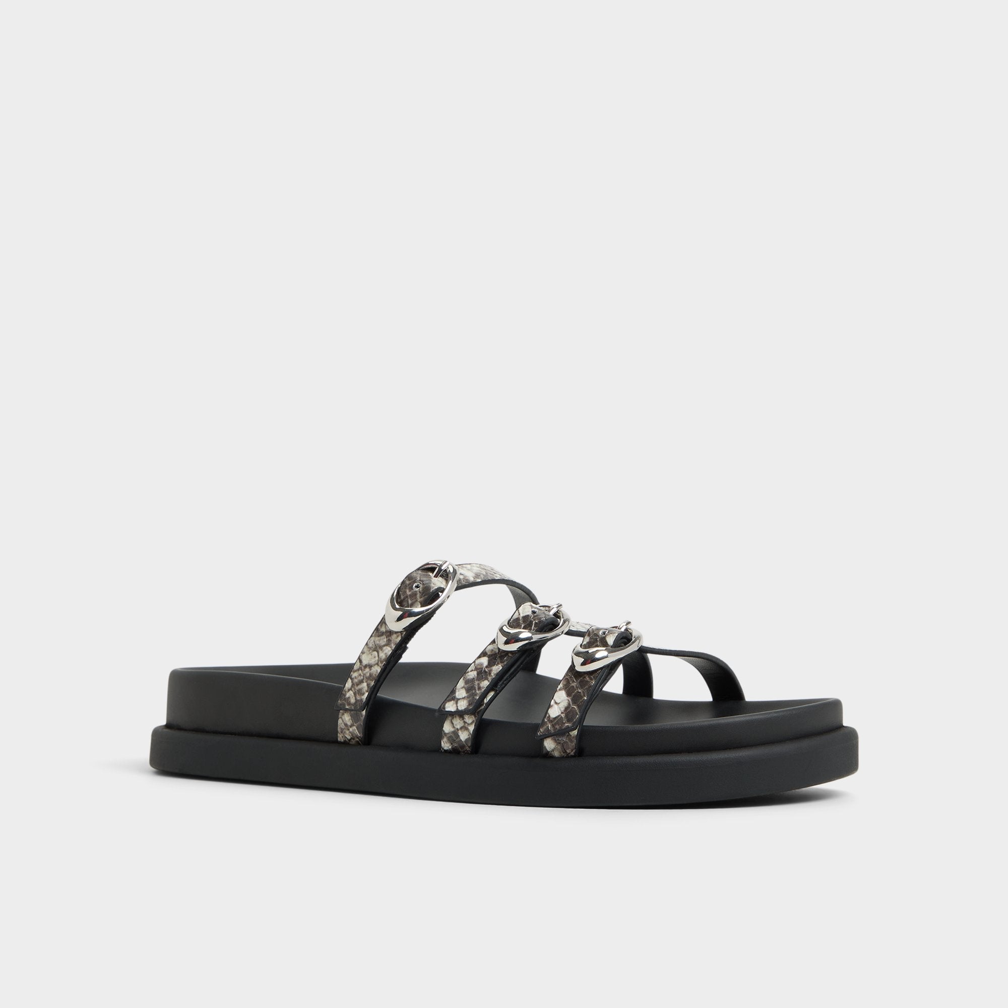 Aldo Zephyra White/Black Women's Footbed sandals - Footbed sandal Women
