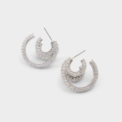 Aldo Glitzys in Silver Clear Multi - Hoop earrings Women|Accessories