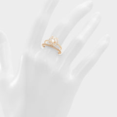 Aldo Greini Gold/Clear Multi Women's Rings - Multi-finger rings Women|Accessories