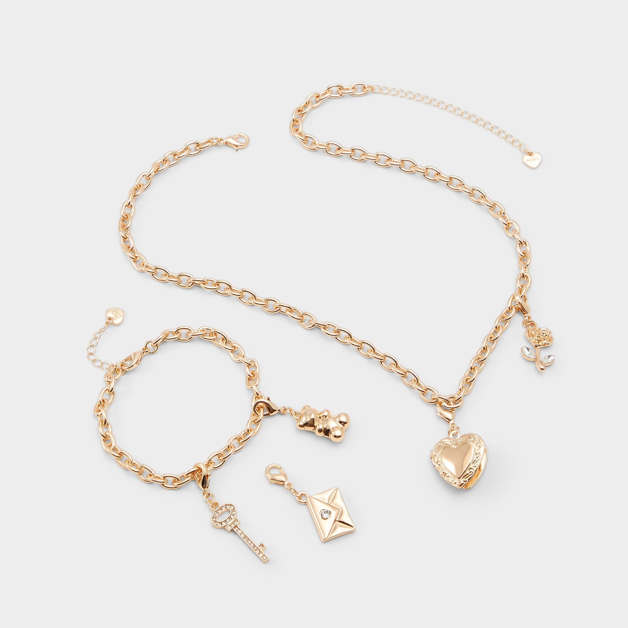 Aldo Bemyvalentine Gold/Clear Multi Women's Specialty - Necklace & bracelet set Women
