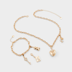 Aldo Bemyvalentine Gold/Clear Multi Women's Specialty - Necklace & bracelet set Women