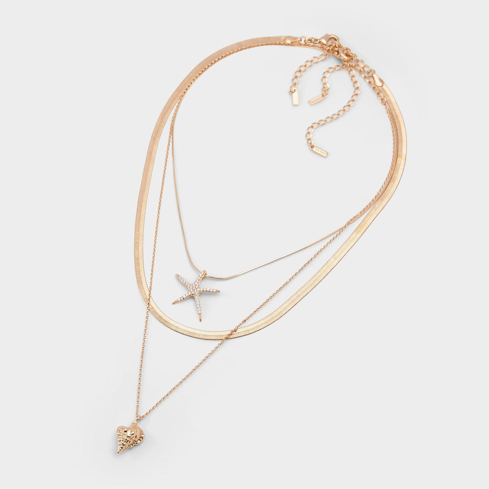 Aldo Seascharms Gold/Clear Multi Women's Necklaces - Layered necklace Women|Accessories