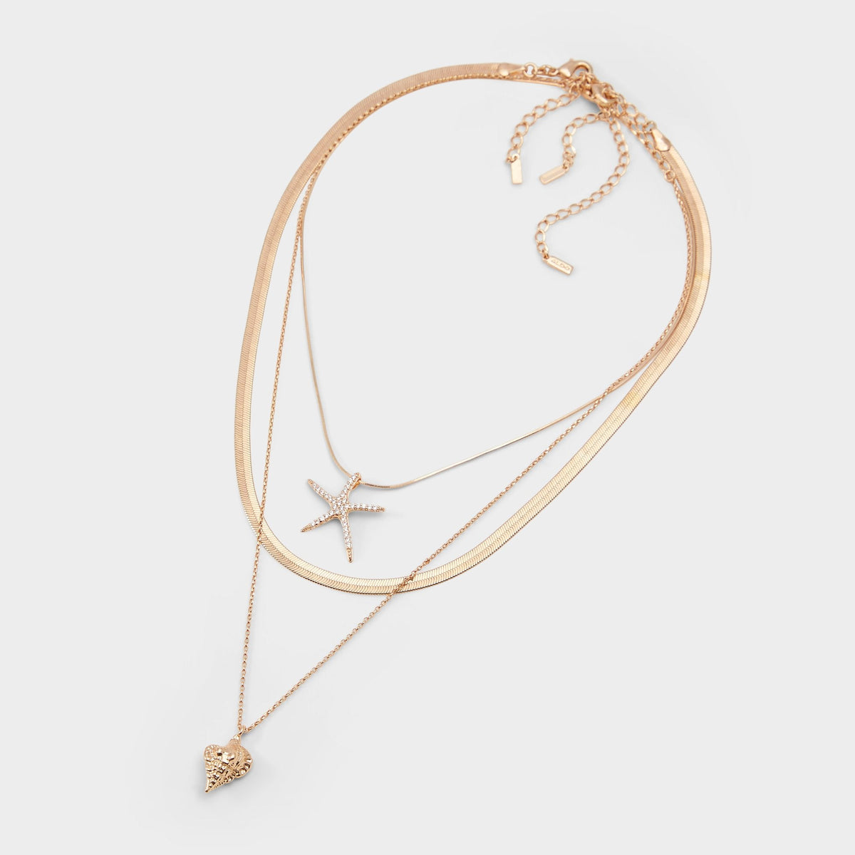 Aldo Seascharms Gold/Clear Multi Women's Necklaces - Layered necklace Women|Accessories