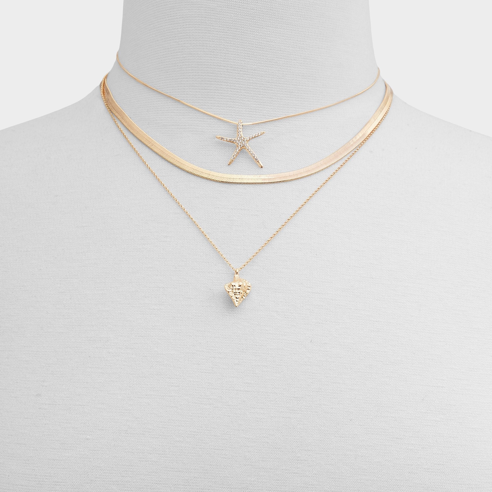 Aldo Seascharms Gold/Clear Multi Women's Necklaces - Layered necklace Women|Accessories