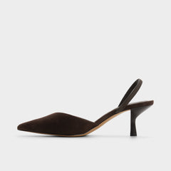 Aldo Re in Olivia Dark Brown - Sling back high heel, Stiletto heel New